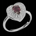 Ring zarte Granat Zirkonia Größe 17 Herz