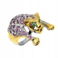 Ring Tiger Smaragde Granate Größe 14 Silber