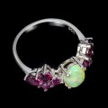 Ring natürliche Feueropal Granate Größe 14,5