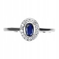 925 Zarter Ring mit blauem Saphir Größe 14,5