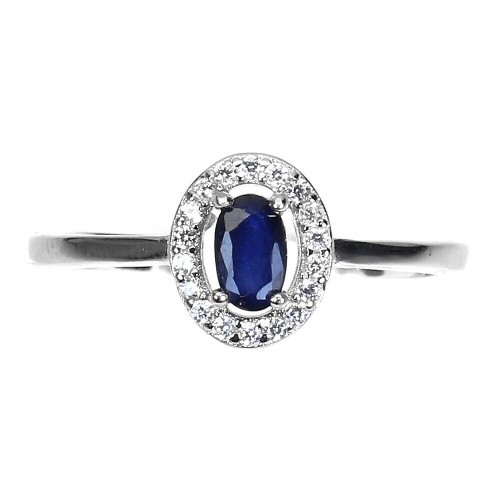 925 Zarter Ring mit blauem Saphir Größe 14,5