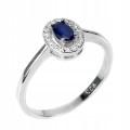 925 Zarter Ring mit blauem Saphir Größe 14,5