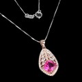Natürliche Halskette mit rosa Topas Zirkonia 925