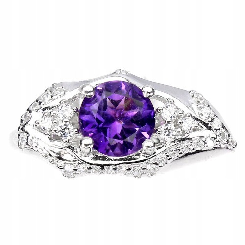 Zarter Ring mit natürlichen Amethyst Zirkonia Größe 17