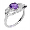 Zarter Ring mit natürlichen Amethyst Zirkonia Größe 17
