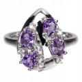 925 Ring Größe 17 natürliche Amethyste und Zirkonia