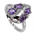 925 Ring Größe 17 natürliche Amethyste und Zirkonia