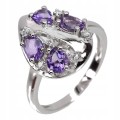 925 Ring Größe 17 natürliche Amethyste und Zirkonia