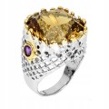 925 Ring natürliche 16ct Citrin Amethyste Größe 13