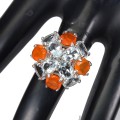 Ring Größe 16 orangefarbene Opale Aquamarin 925