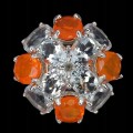 Ring Größe 16 orangefarbene Opale Aquamarin 925