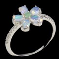 Zarter Opal Ring Smaragd Blume Größe 14
