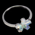 Zarter Opal Ring Smaragd Blume Größe 14