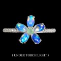 Zarter Opal Ring Smaragd Blume Größe 14