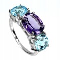 925 Ring Größe 16 natürlicher Topas Sky Amethyst