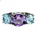 925 Ring Größe 16 natürlicher Topas Sky Amethyst