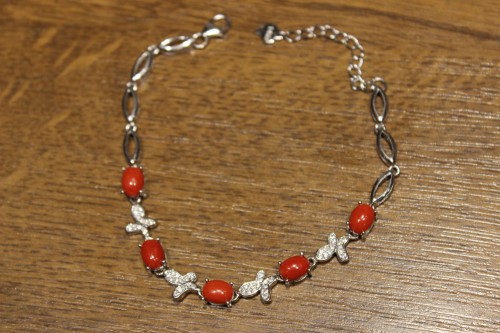 Armband Natur Korallen Zirkonia 925 Silber 3
