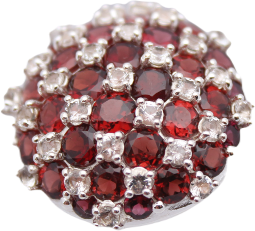 Ring natürliche Granate weißer Topas Größe 16,5