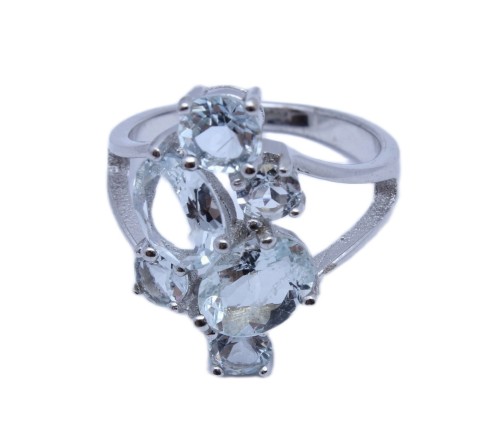 Ring Größe 14,5 aus 925 natürlichem Aquamarin Silber