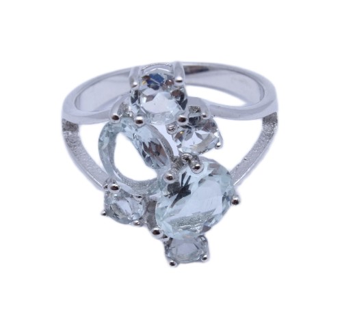 Silberring mit natürlichen Aquamarinen 925 Größe 11