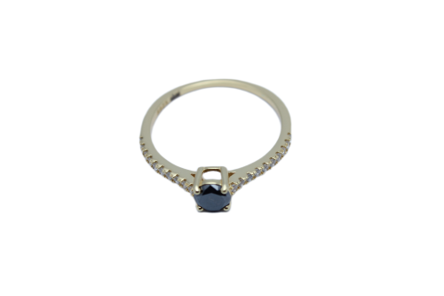 Ring schwarzer Diamant 0,6 ct Silber 925 Größe 17