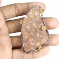 Silberbrosche Granat Korallenfossil
