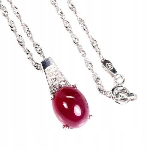 Silberkette Rubin mit Zirkonen 925 natur