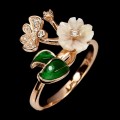 Ring Perlmutt mit Zirkonen Blumen 17 Emaille