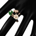 Ring Perlmutt mit Zirkonen Blumen 17 Emaille
