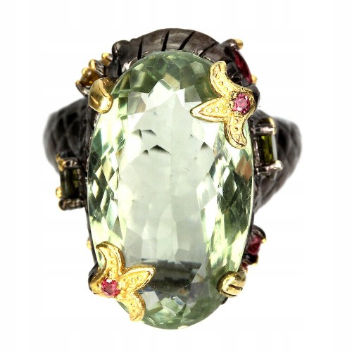 Natürlicher Granatring, grüner Amethyst 18