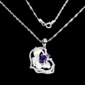 Halskette aus natürlichem 925er Silber mit Blumen-Amethyst