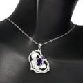 Halskette aus natürlichem 925er Silber mit Blumen-Amethyst