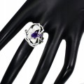 Silberring mit natürlichen Amethysten - 15 Blüten