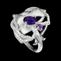 Silberring mit natürlichen Amethysten - 15 Blüten