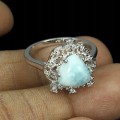 Naturring mit Larimar-Zirkonia, 925 18,5