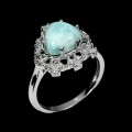 Naturring mit Larimar-Zirkonia, 925 18,5