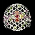Silberring mit Granat-Saphiren 925 16