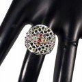 Silberring mit Granat-Saphiren 925 16
