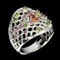 Silberring mit Granat-Saphiren 925 16