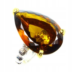 Ring 925 Cognac AAA Quarz 15.7ct Größe 14