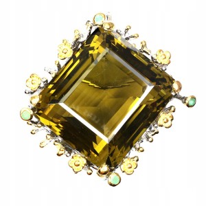 Quarz Brosche Anhänger Smaragde 117.94ct 925