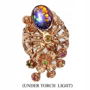 Silber-Amolit-Ring Diopsid-Saphir  15,5