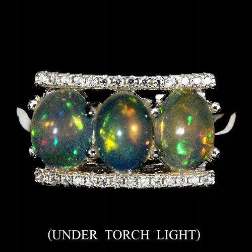 Silberring, Opal  natürlichen zirconia