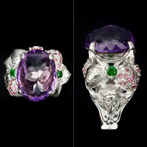 Rubin diopsid-Amethyst-Ring 15