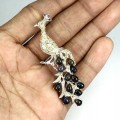 Silberbrosche Opale Diopsid Granat Saphire