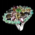 Ring 925 Turmalin Diopside Smaragde 15.5