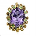 Amethyst-Silberring, Saphire, Granat, 14,5