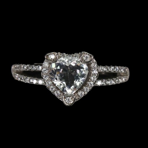 Ring 925 Aquamarin Herz mit Zirkonia 15