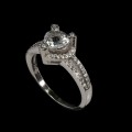 Ring 925 Aquamarin Herz mit Zirkonia 15