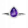 Natürlicher Amethystring, Silber 925 16